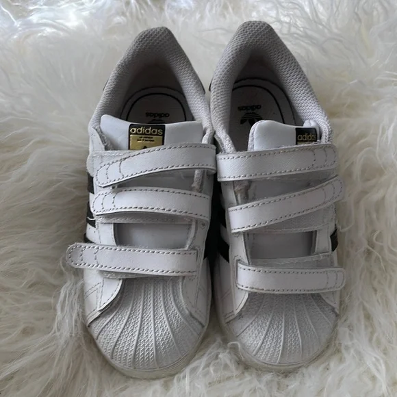Nike | Shoes | Adidas Superstar Velcro Sneakers White And Black | Poshmark